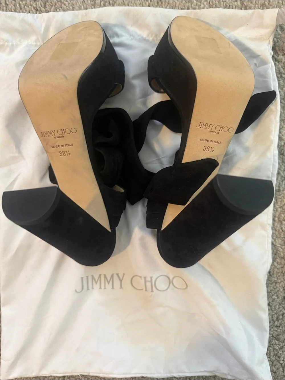 Jimmy Choo “Kaytrin” Size 38.5 Black Suede Wraparound Strap Sandal